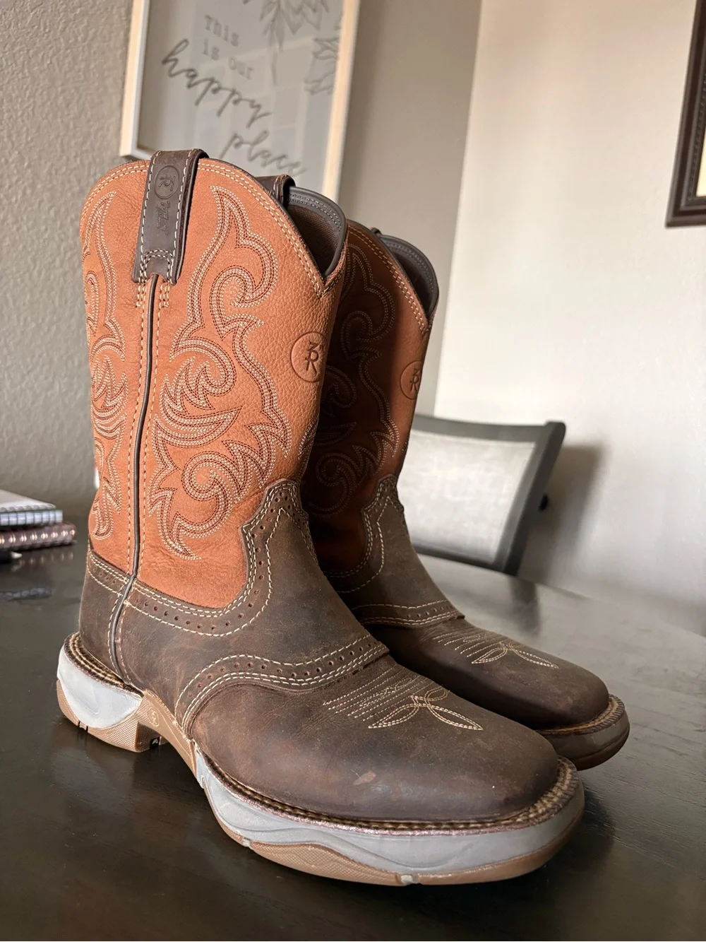 Tony Lama Dusty Brown and Tan Western Work Boots